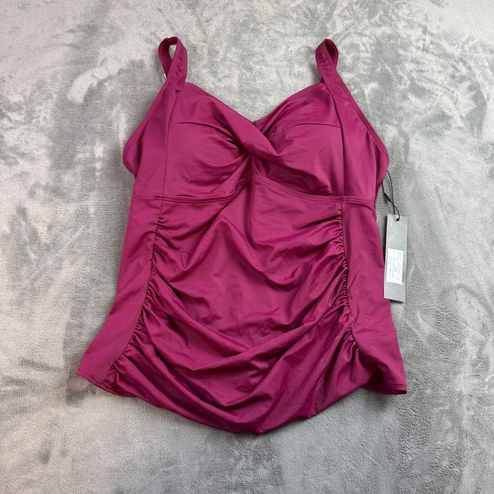 Jinxqueer Tankini Swimsuit Womens 18W Purple Ruched Padded Top Adjustable Straps